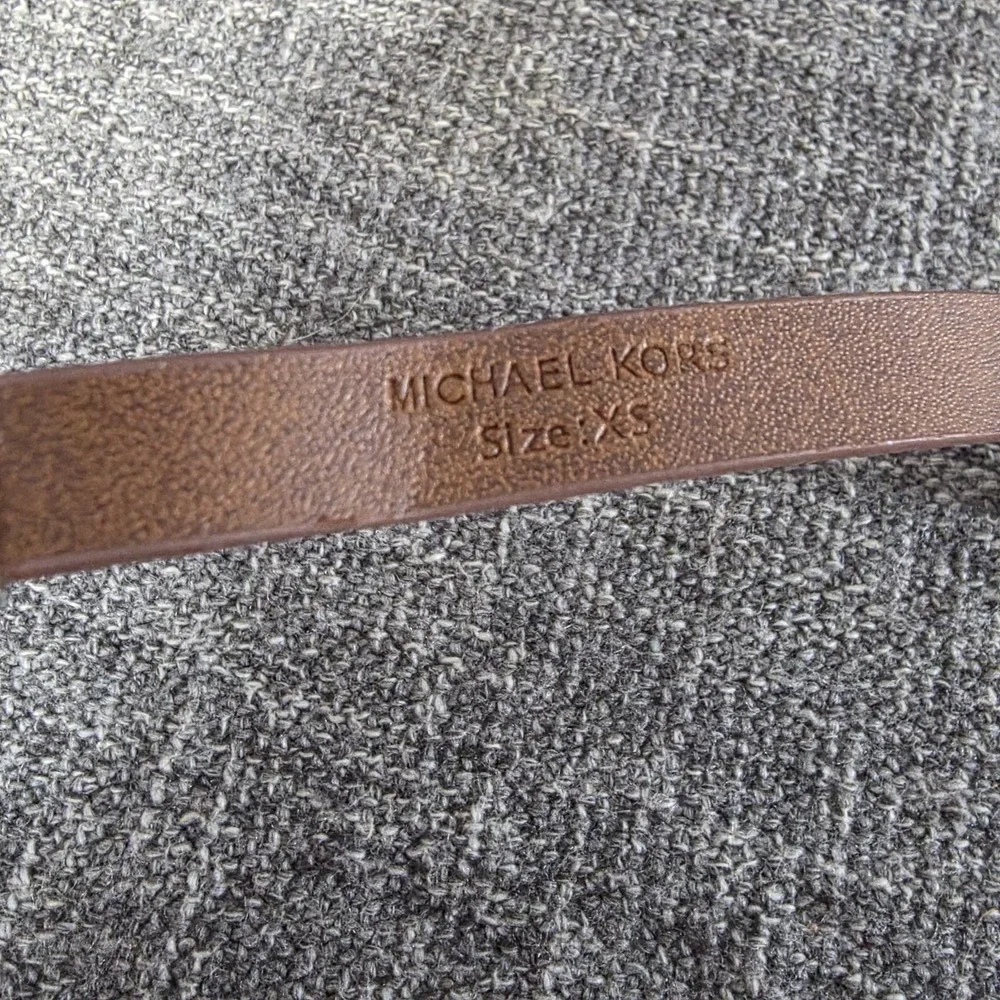 Michael Kors Womens Brown Leather Skinny Belt Silver Buckle XS 30